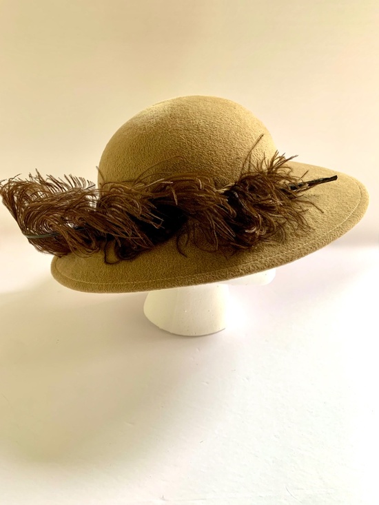 Vintage Anthea Brown Wool Felt Bowler w/Ostrich Feather main image 8
